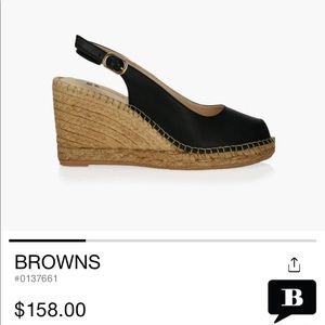 Brown’s black leather wedges